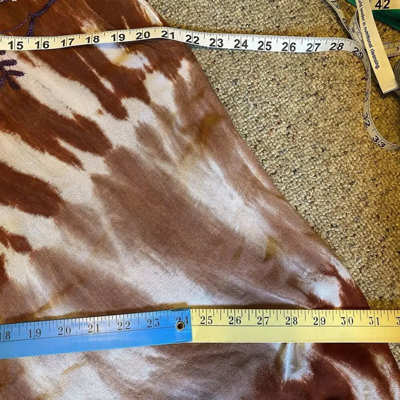 Pams Muumuu Brown Tie Dye Embroidery BOHO Midi Dress FreeSize Cottagecore Casual - Picture 2 of 8